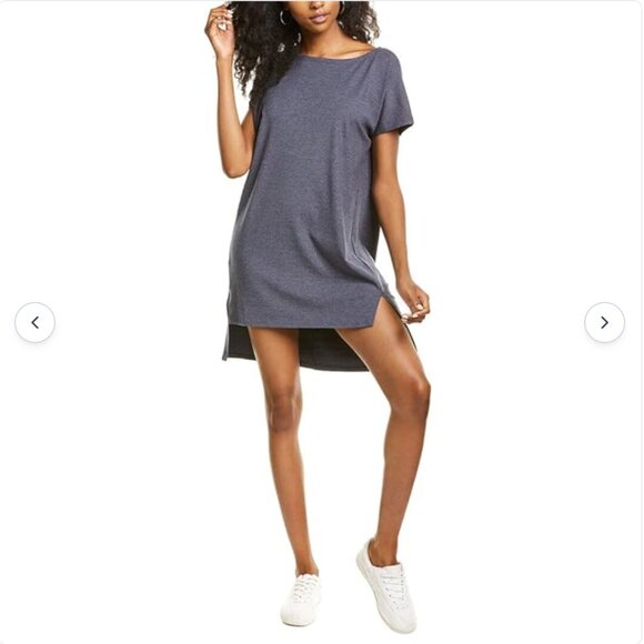 Eileen Fisher Dresses & Skirts - Eileen Fisher Women Ribed Knit Tunic Mini Dress M Boat Neck Stretch Shor…